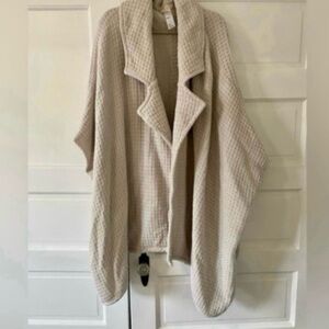 Free People Mile High Waffle Knit Oversized Cotton Boho Poncho One Size